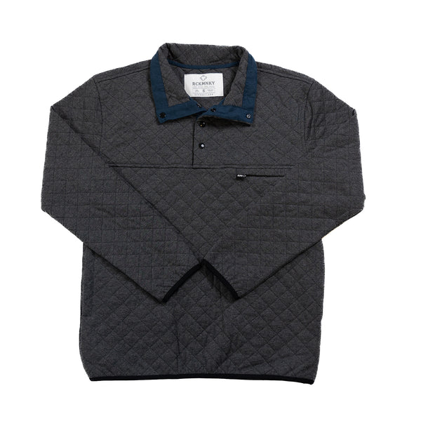 Quilted Pullover - Charcoal/Navy